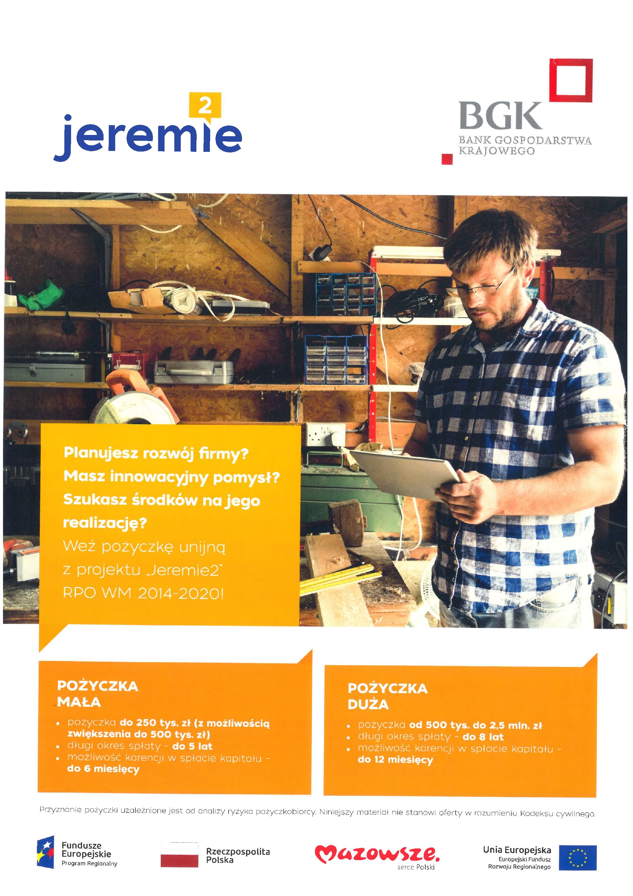 Plakat - Pomoc finansowa dla przedsiębiorc&oacute;w MŚP