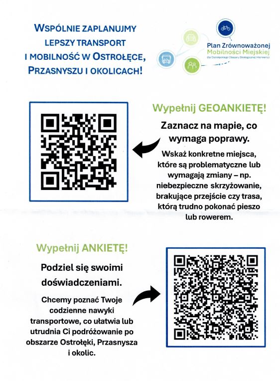 Wsp&oacute;lnie zaplanujmy lepszą mobilność w&nbsp;Ostrołęce, Przasnyszu i&nbsp;okolicach!