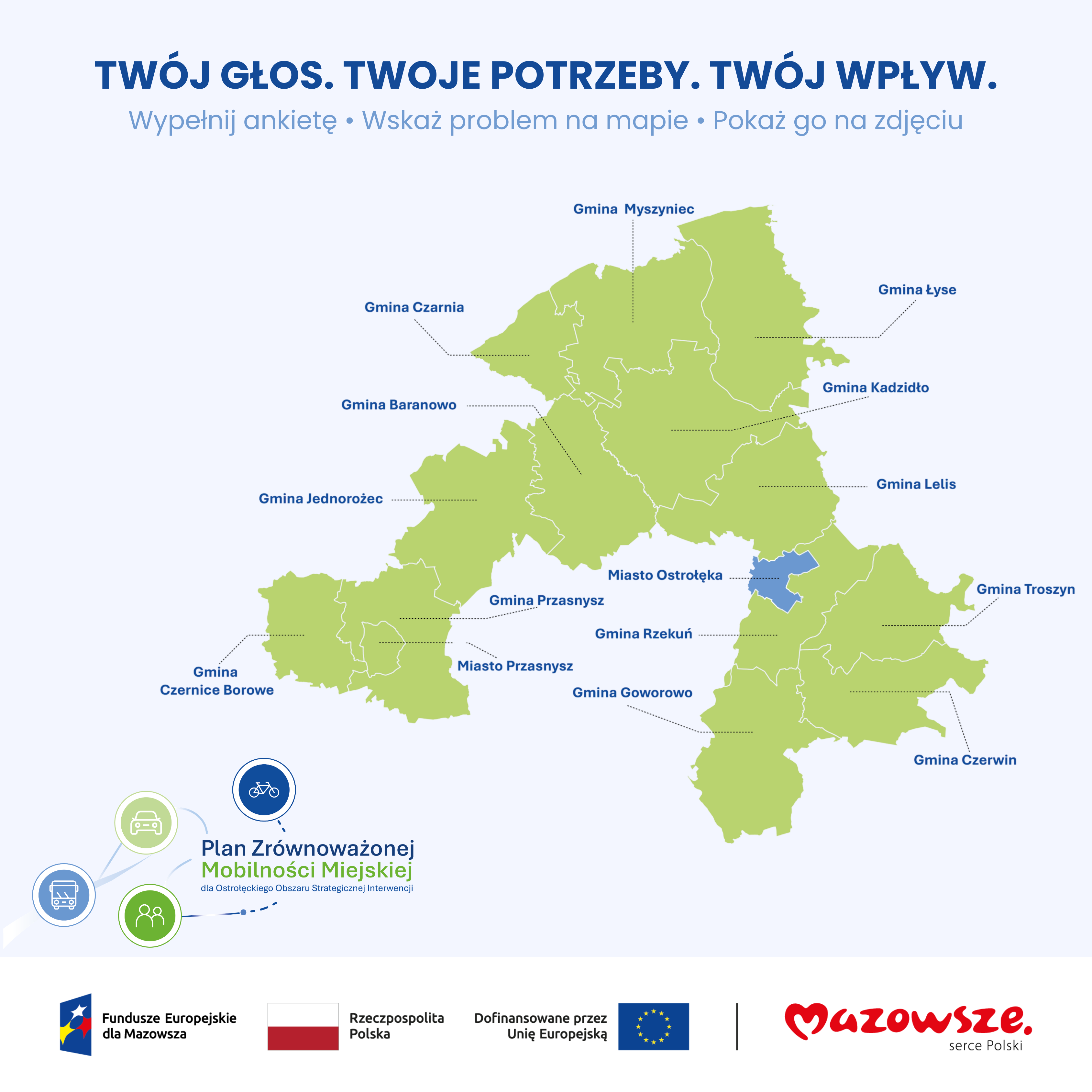 Plan Zr&oacute;wnoważonej Mobilności Miejskiej dla Ostrołęckiego Obszaru Strategicznej Interwencji (SUMP OOSI) 