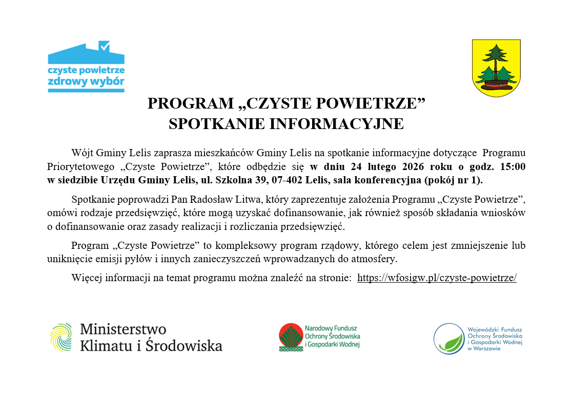 Spotkanie informacyjne - PROGRAM "CZYSTE POWIETRZE"