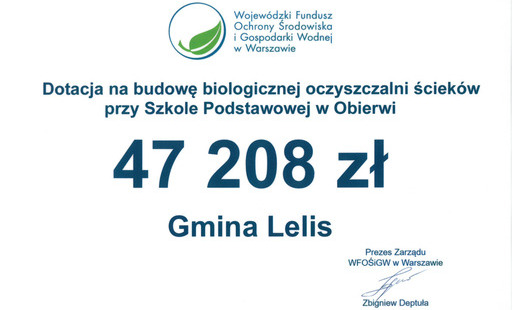 Zdjęcie do Gmina Lelis z dofinansowaniem na budowę biologicznej oczyszczalni ściek&oacute;w w Obierwi